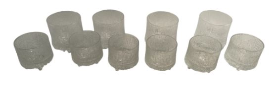 TAPIO WIRKKALA X IITALA - TEN SCANDINAVIAN MODERNIST DRINKING TUMBLER GLASSES