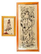 TWO WOOD FRAMED WALL MIRRORS - STYLE OF A. BEARDSLEY & MOET & CHANDON