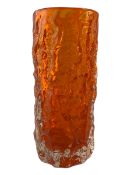 GEOFFREY BAXTER X WHITEFRIARS - NO. 9689 - MID CENTURY GLASS BARK TANGERINE VASE