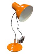 JOSEF HURKA X NAPAKO - CZECHOSLOVAKIAN MID CENTURY ORANGE & CHROME DESK LAMP