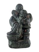 WOLF ORIGINAL - INUIT CARVING / FIGURINE WOMAN & BABY