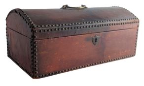 EARLY 20TH CENTURY LEATHER BOUND DOME TOP CASKET