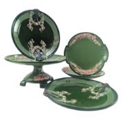FIVE EICHWALD SECESSIONIST EARTHENWARE POTTERY PLATES & TAZZA