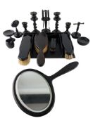 EARLY 20TH CENTURY ASSORTED REAL EBONY VANITY/DRESSING SET