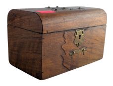 VICTORIAN 19TH CENTURY WALNUT DOME TOP CASKET
