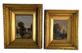 TWO LATE 19TH/EARLY 20TH CENTURY OIL ON BOARD LANDSCAPES IN GILTWOOD FRAMES