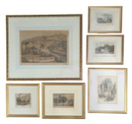 OF BATH LOCAL INTEREST - SIX 19TH CENTURY HAND COLOURED ENGRAVINGS OF BATH