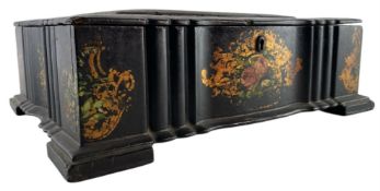 A PAPIER MACHE AND BLACK LACQUERED BOX