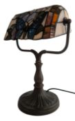 TIFFANY STYLE BANKERS LAMP WITH BUTTERFLY SHADE