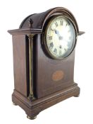 NEWBRIDGE WORKS, BATH - EDWARDIAN MAHOGANY INLAID 24-HOUR MANTEL CLOCK