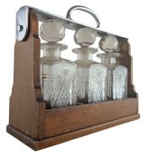 20TH CENTURY SILVER PLATE CRYSTAL CUT GLASS DECANTER TANTALUS