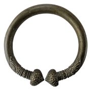 20TH CENTURY BRASS METAL ANKLET BANGLE WITH DOMED DECORATION