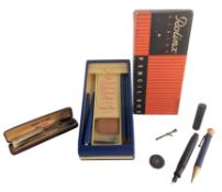 COLLECTION OF SILVER PENS, PENCIL, FOUNTAIN PEN ETC