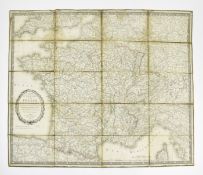 FRANCE. 1822 CARTE ITINERAIRE DE FRANCE BACKED ON LINEN, BY J. A. GOUJON