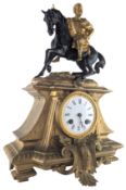 EDWARDIAN BRASS AND GILT 8-DAY MANTEL CLOCK