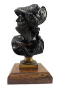 AFTER THE ANTIQUE - FRENCH 19TH CENTURY GRAND TOUR PATINATED BRONZE BUST OF MENELAUS