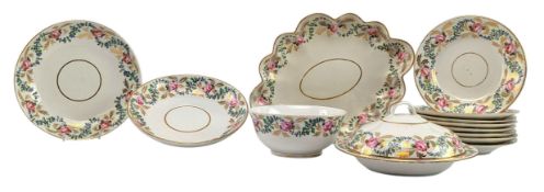 EARLY 19TH CENTURY CROWN DERBY HAND PAINTED ROSES & GILDING PART TEA SERVICE