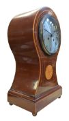 FRENCH EARLY 20TH CENTURY MAHOGANY INLAID BALLOON MANTEL CLOCK