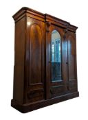 LATE VICTORIAN 19TH CENTURY MAHOGANY BREAKFRONT TRIPLE WARDROBE