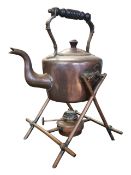 VICTORIAN 19TH CENTURY BRASS SPIRIT KETTLE AND STAND