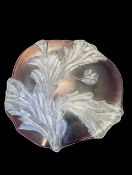 WALTHER GLASS - ART NOUVEAU GERMAN DISPLAY FLORAL PINK GLASS PLATE - LALIQUE MANNER