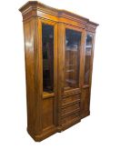 LOUIS PHILIPPE REVIVAL FRENCH WALNUT BREAKFRONT BOOKCASE DISPLAY CABINET