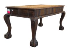 19TH CENTURY MAHOGANY & CANE WORKED BERGERE FOOTSTOOL