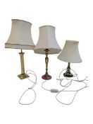 THREE VINTAGE BRASS TABLE LAMPS