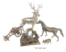 COLLECTION OF FOUR MID 20TH CENTURY BRASS / PLATED ITEMS