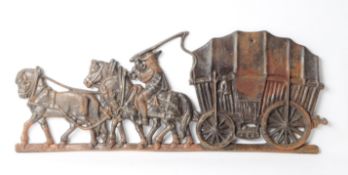 20TH CENTURY CAST IRON HORSE AND CART PLAQUE
