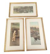 THREE 20TH CENTURY JAPANESE HAND COLOURED PHOTOGRAPH PRINTS