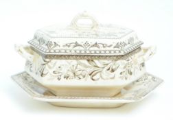 WEDGWOOD - LATE 19TH CENTURY 'LILY' POTTERY TUREEN AND SAUCER