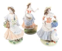ROYAL WORCESTER - THREE 1990S PORCELAIN PASTORAL COLLECTION FIGURES