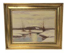 D HANSEN OIL ON BOARD LANDSCAPE PAINTING