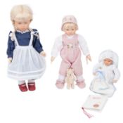 KÄTHE KRUSE 3-tlg Konvolut Puppen, 1990er/2000erJahre,