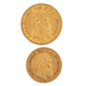 Deutsches Reich/GOLDlot Württemberg 1x 20 Mark & 1x 10 Mark zu insg. 10,74g Au fein