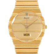PIAGET seltene Vintage "Polo" Herrenuhr, Ref. 15562C701. Box + Papiere 1990.