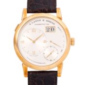 A. LANGE & SÖHNE frühe Lange 1 "Solid caseback" Herrenuhr, Ref. 101.001. Full Set 1995.