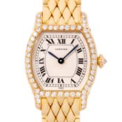 CARTIER seltene und hochfeine Tourtue "Factory Diamonds" Damenuhr. Aus 1988.