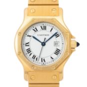CARTIER Vintage Santos Octagon "Or Massif" Damenuhr, Ref. 2965. Full Set 1981.