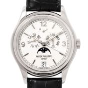 PATEK PHILIPPE Jahreskalender "Porcelaine dial", Ref. 5416G-001. Full Set 2010.