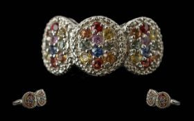 Multi Colours of Sapphire Ring, three ov