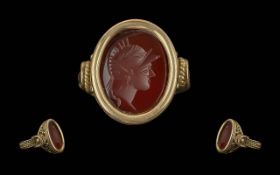 18ct Gold Heavy Ornate Shanked Seal Ring