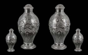 Chinese Export Signed Pair of Silver Pep