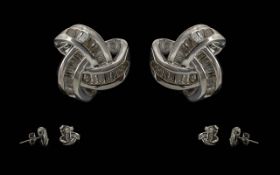 Diamond Triple Knot Earrings, set with g