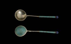 Russian Exquisite Silver and Enamel Spoo