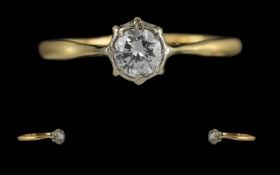 Ladies 18ct Gold and Platinum Single Sto