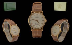Rolex Cellini 18ct Gold Cased Wrist Watch, full gold hallmark, features Rolex signed buckle (Logo),