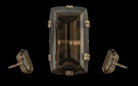 Ladies Pleasing Quality 9ct Gold Smoky Topaz Set Statement Ring, the large and impressive
