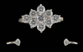 Ladies Excellent Quality 18ct White Gold Diamond Set Dress Ring, Full Hallmark to Interior of Shank.